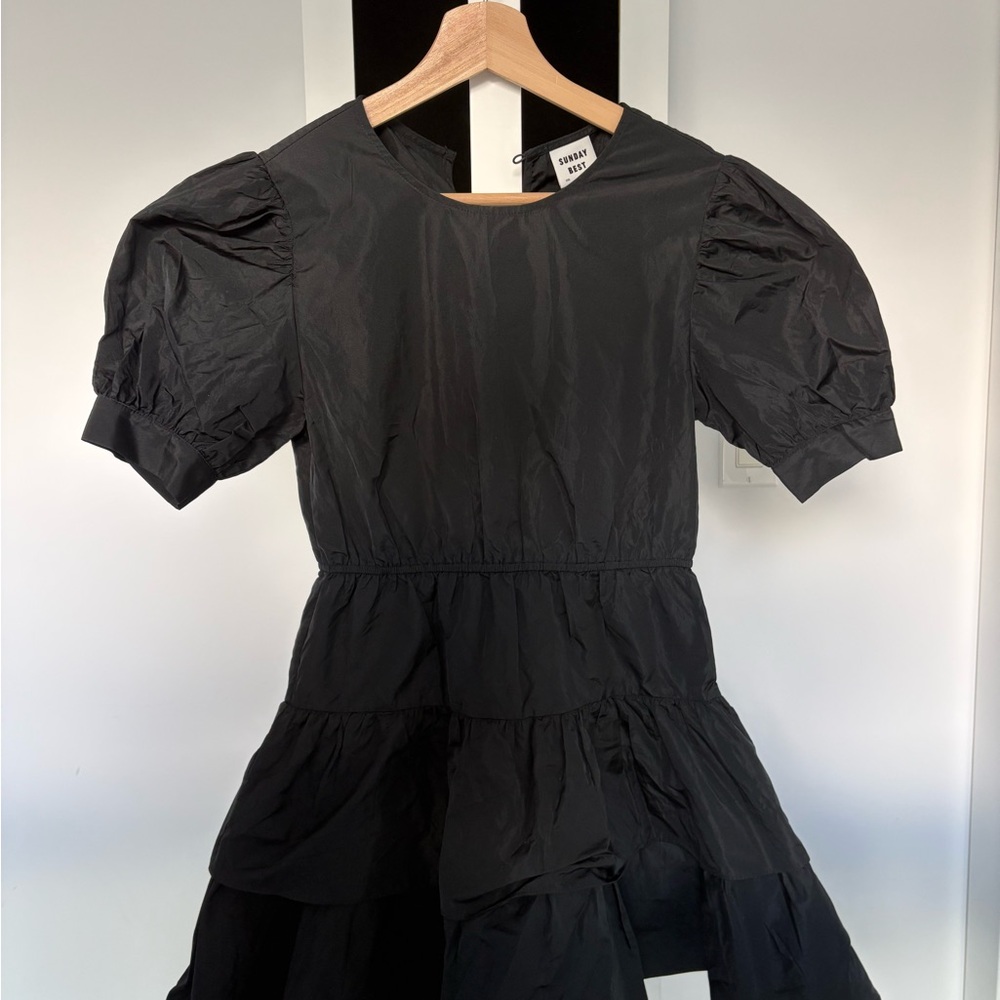 Aritzia Sunday Best Black Puff Sleeve Dress